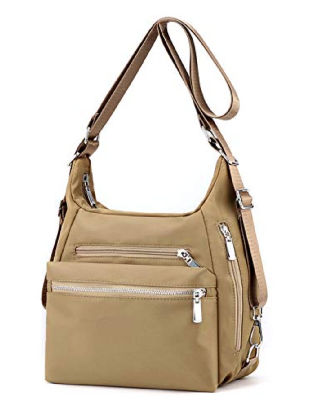 YANAIER Nylon Multi-Pocket Convertible Crossbody Backpack Shoulder Bag